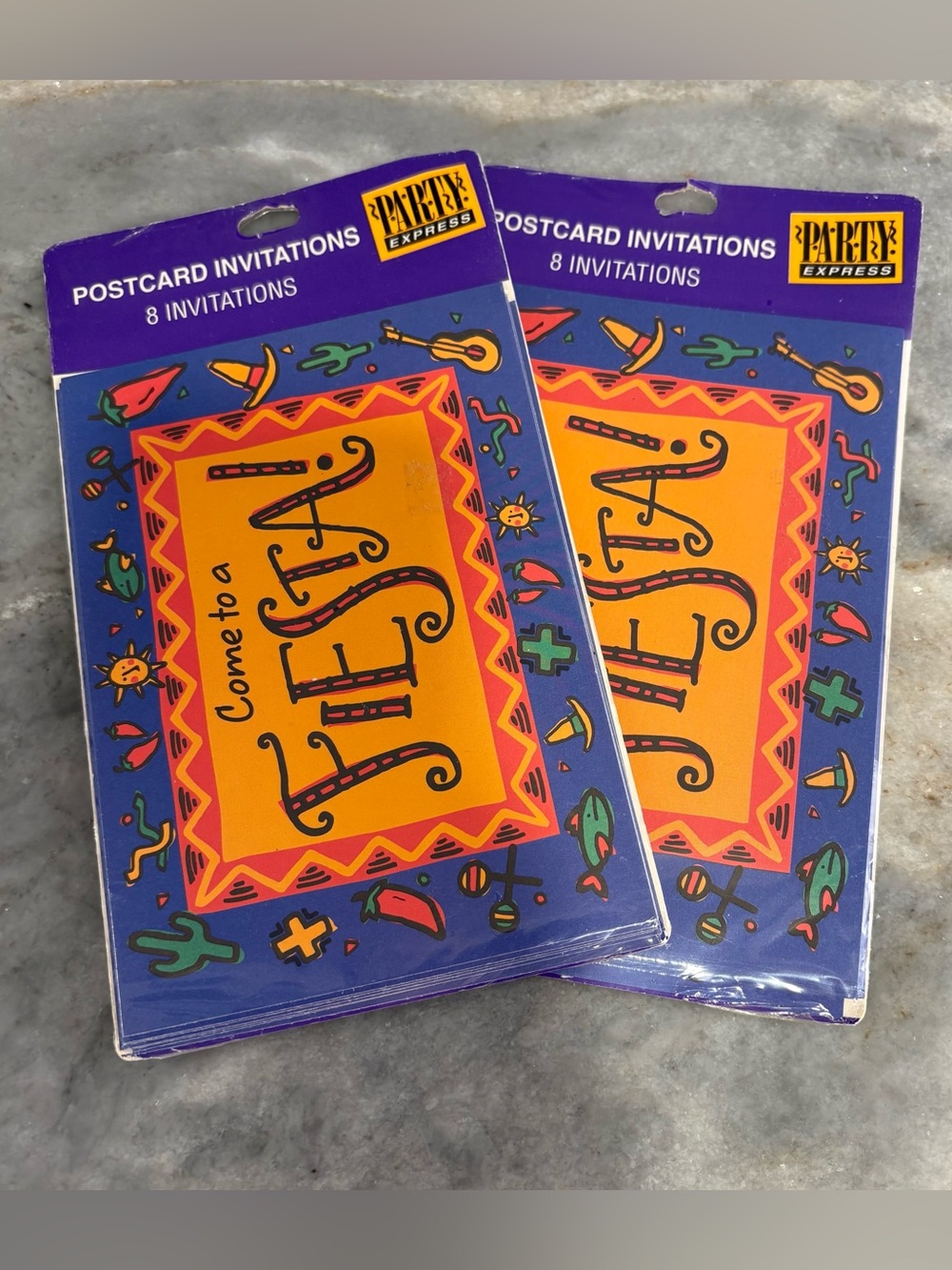 Lot of 2 Packs RETIRED 90s HALLMARK Party Express Fiesta Postcard Invites
